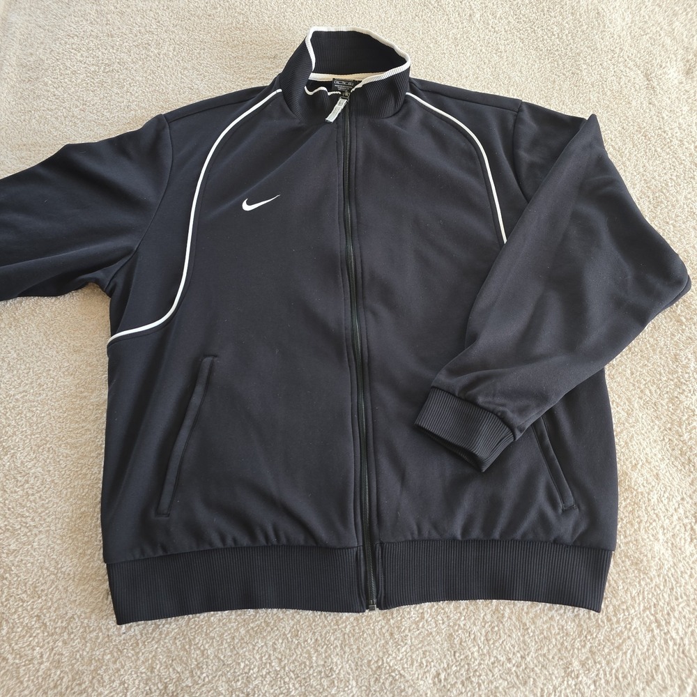 Vintage Nike Full-zip Soccer Track Jacket Black Men's Size XL Mock Neck
